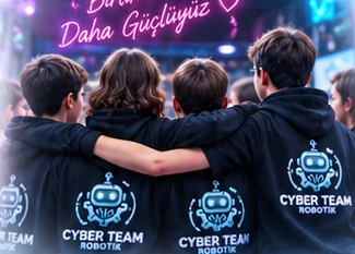 CYBER TEAM takım ruhunu temsil eden öğrenci grubu konsept görseli